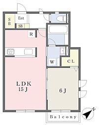 斎藤分町計画A棟 1LDKの間取図画像