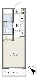 横浜市神奈川区斎藤分町アパート 1Kの間取図画像