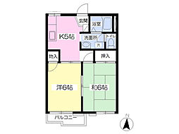 ミケリア　フラッツＡ 2階2Kの間取り