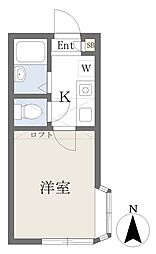 ヒカリコーポ稲垣 2階1Kの間取り