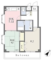 ハーツハイムトレジャー 1階2DKの間取り