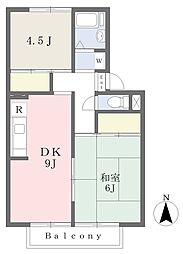 ブルースカイコーポ 2DKの間取図画像