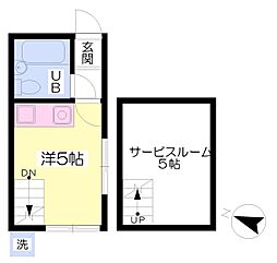 ジョイフルジョイ中浦和 ワンルームの間取図画像