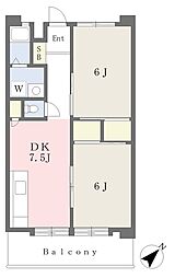 グリーンハイツ金幸 2DKの間取図画像