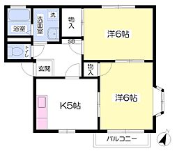 ウェスト・ランドB 2Kの間取図画像