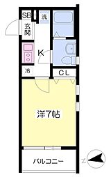 プリムローズ高砂 1Kの間取図画像