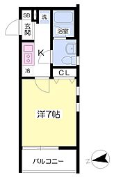 プリムローズ高砂 1Kの間取図画像