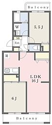 グレイスリラ 2LDKの間取図画像