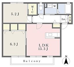 イーストブルー 2LDKの間取図画像