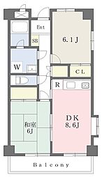 北浦和NCビルロイヤルパーク北浦和 2DKの間取図画像
