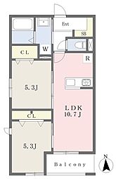 ヴェレゾン南浦和 2LDKの間取図画像