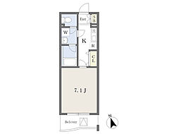 コンフォート芝西 3階1Kの間取り