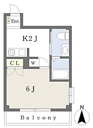 JR埼京線 北与野駅 徒歩8分の賃貸マンション 3階1Kの間取り