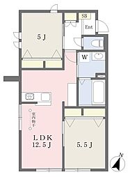 （仮）川口市戸塚6丁目新築計画 1階2LDKの間取り