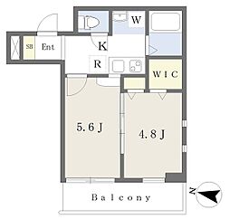 アレイポウル 4階2Kの間取り