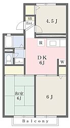 レジデンス芝西 3DKの間取図画像