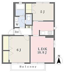 ジェミニB 2LDKの間取図画像