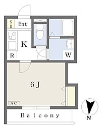 ウエストガーデン日進 1階1Kの間取り