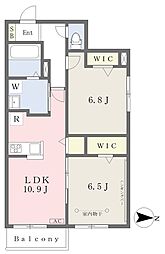 パーク大宮館 1階2LDKの間取り