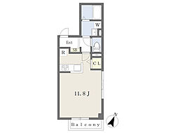 ベルヴィー 2階ワンルームの間取り