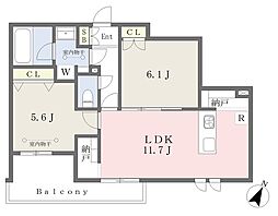 Ruban CoCo 2LDKの間取図画像