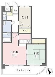 山田ビル 2LDKの間取図画像