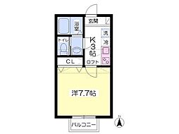 ラフィーネ大宮 1Kの間取図画像
