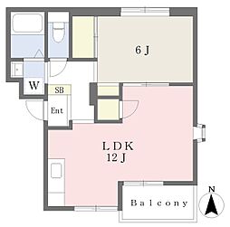 ドリーム上尾 1LDKの間取図画像
