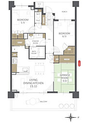 プラウド大宮日進 3LDKの間取図画像