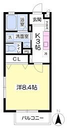 アゼリアコート 1階1Kの間取り