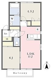 メルベーユS 2LDKの間取図画像