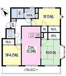 ラフィニア花崎A 3DKの間取図画像