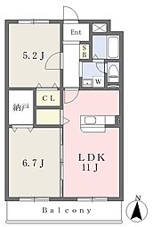メゾン梨ノ木台 2LDKの間取図画像
