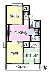 ホワイトシティ 3DKの間取図画像