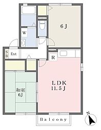 ジュネスピア 2LDKの間取図画像