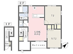 クレストコートA 2LDKの間取図画像