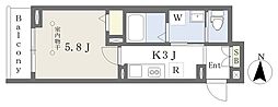 アーモ草加弁天 1Kの間取図画像