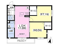 レイクヴィラ 2LDKの間取図画像