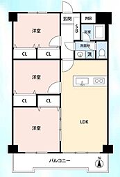 ウェルフェアグリーン越谷 3LDKの間取図画像