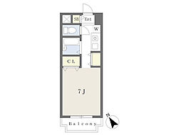 廣嶋ビル 6階ワンルームの間取り