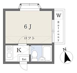 シティパレスヒグチ 1階1Kの間取り