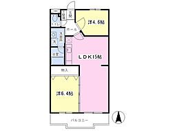 エスポワール坂戸 202 2階2LDKの間取り