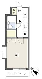 グリーンヒルズ 1Kの間取図画像