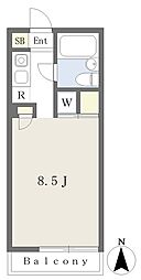 リバーハイム ワンルームの間取図画像