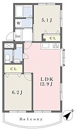 高山マンション 2LDKの間取図画像