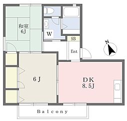エルムふじみの2 2DKの間取図画像