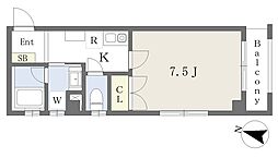 シャブラン榎本 1Kの間取図画像
