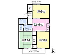 アネックス鶴ヶ島B 3DKの間取図画像