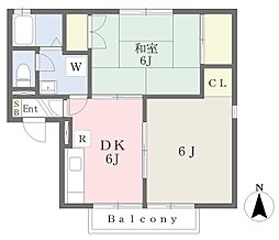 ジュビロ 2DKの間取図画像