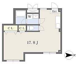 西武池袋線 小手指駅 徒歩17分の賃貸マンション 2階ワンルームの間取り